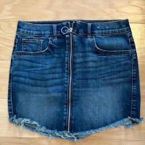 Denim Blue Skirt with Front Zipper